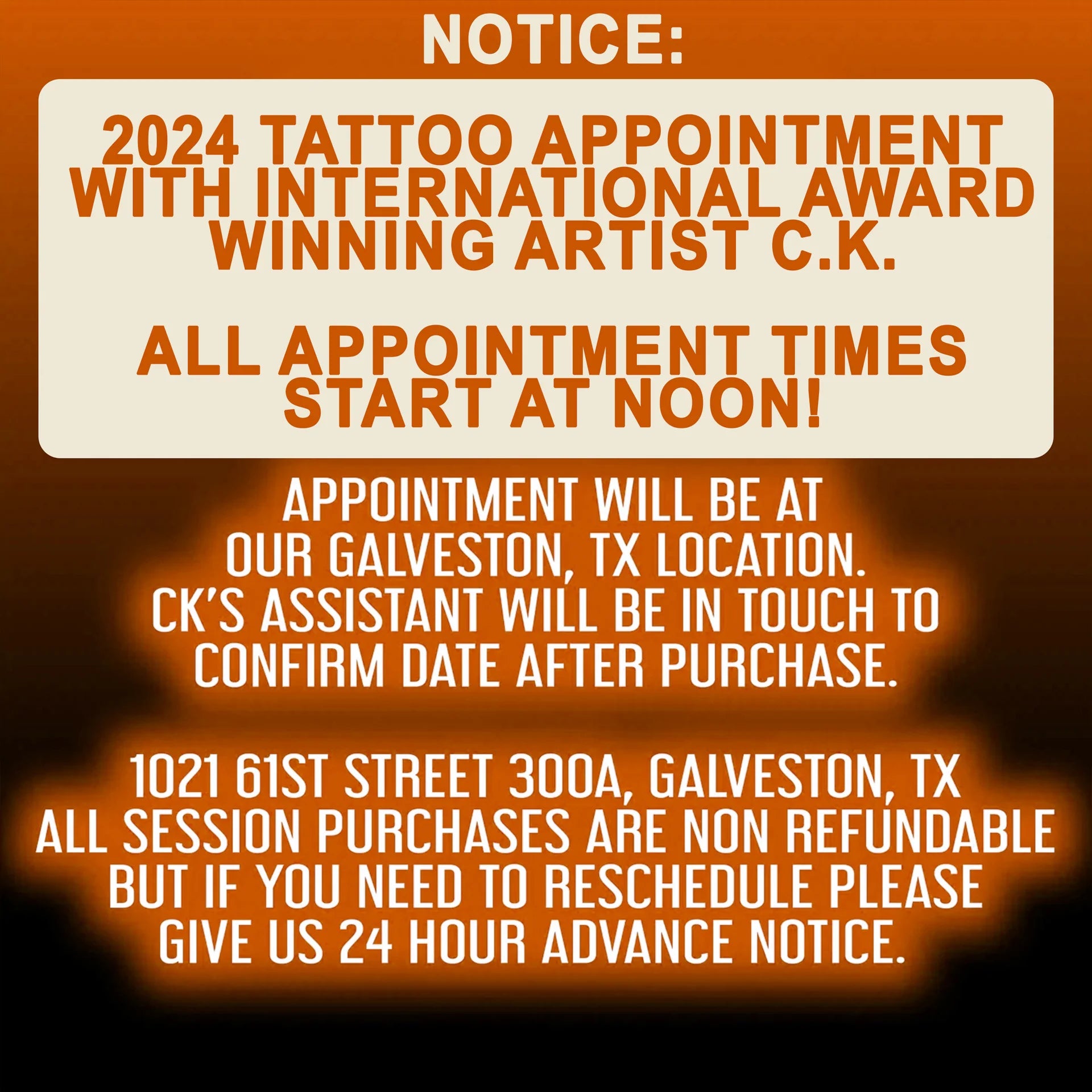 6 hour Tattoo Session with CK June 30th, 2024