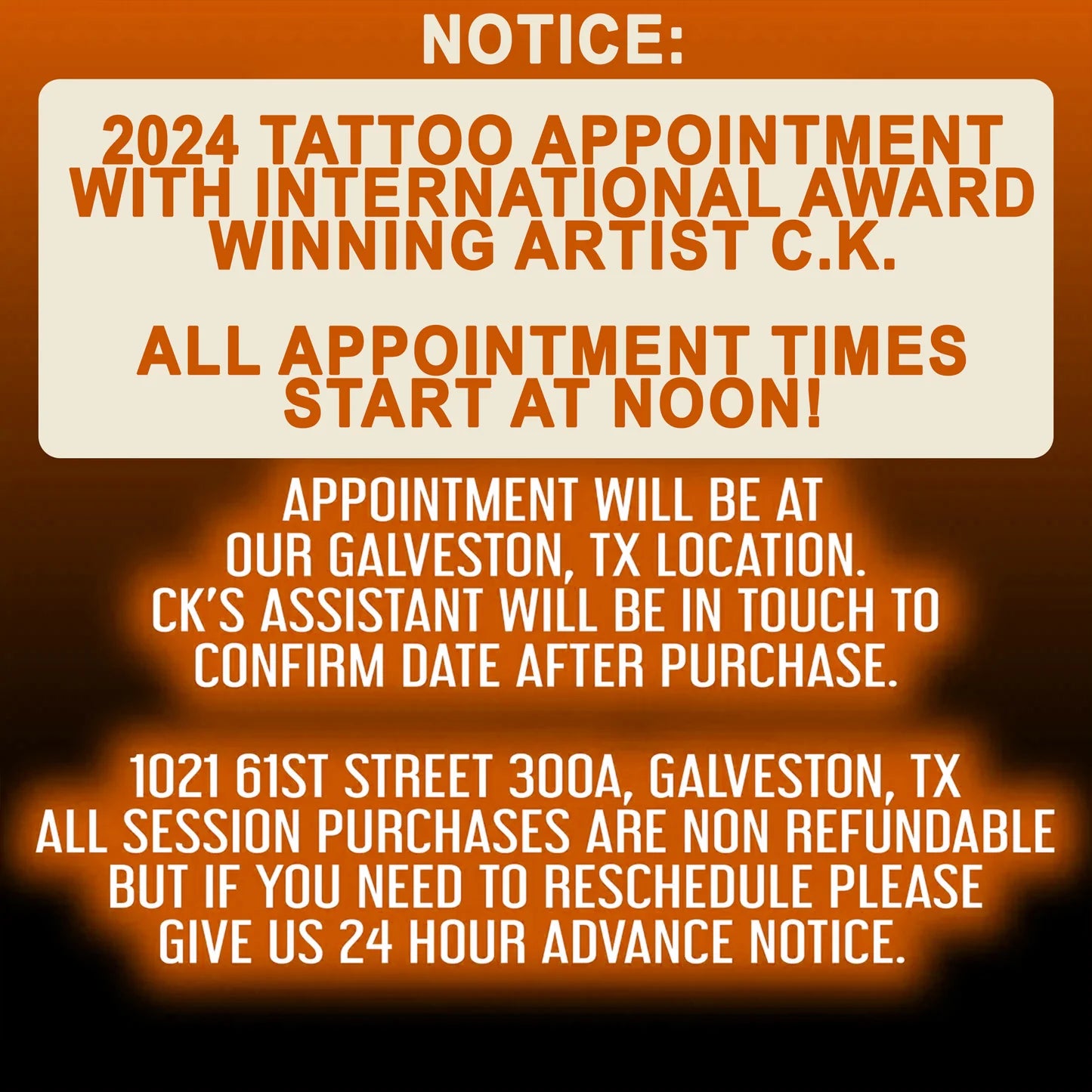 6 hour Tattoo Session with CK April 22nd, 2024